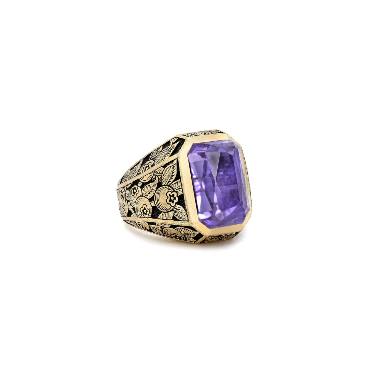 Engraved Purple Tourmaline Cocktail Ring
