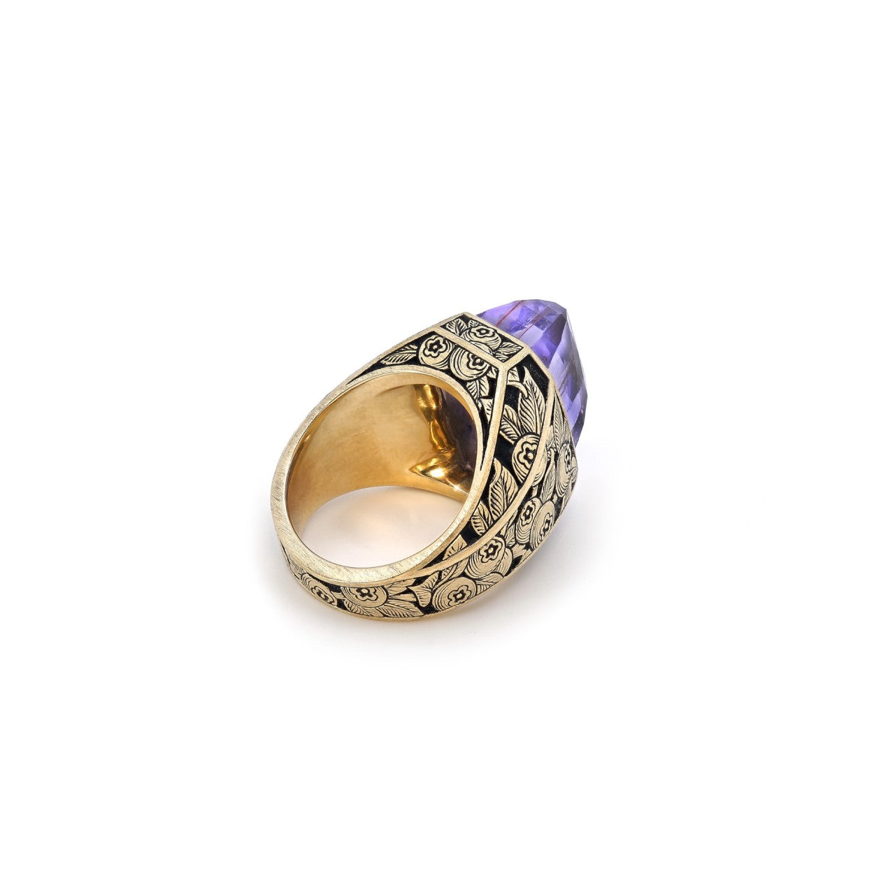 Engraved Purple Tourmaline Cocktail Ring