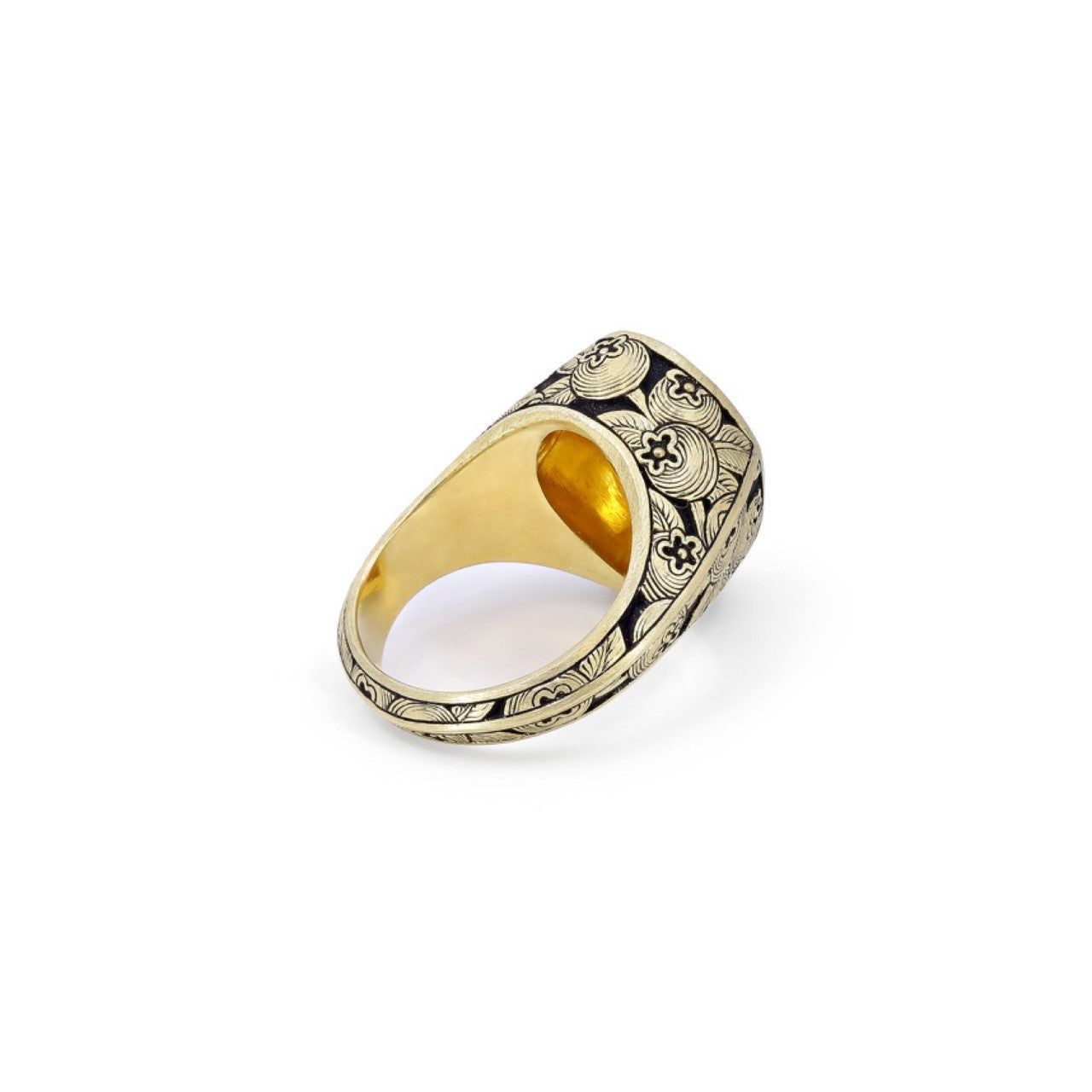 Orange Sapphire Engraved Cocktail Ring