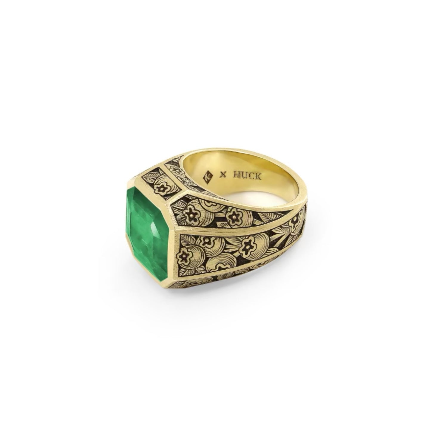 Engraved Emerald Ring
