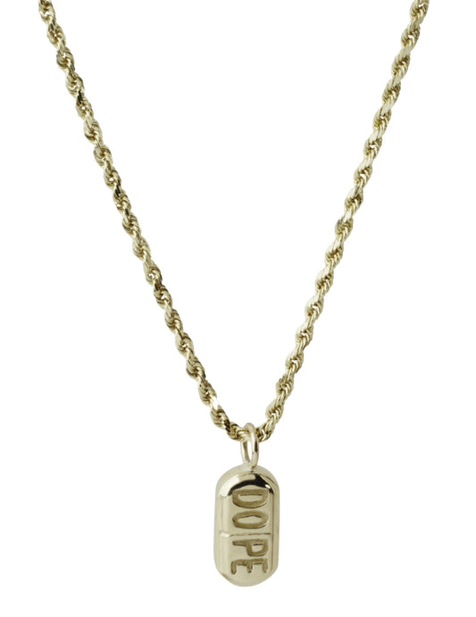 "DOPE" pendant with rope chain