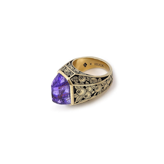 Engraved Purple Tourmaline Cocktail Ring